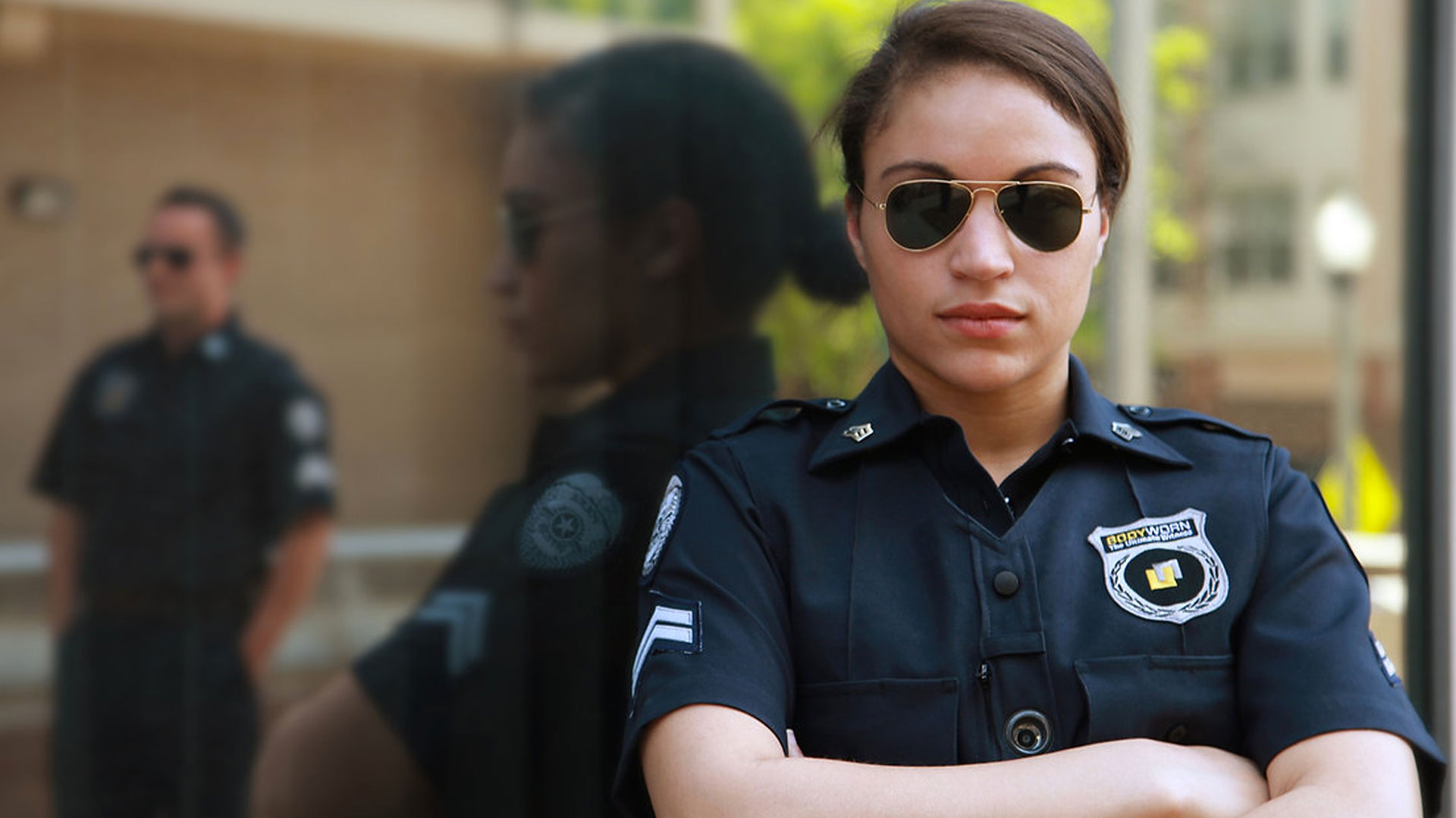 Security guard with glasses