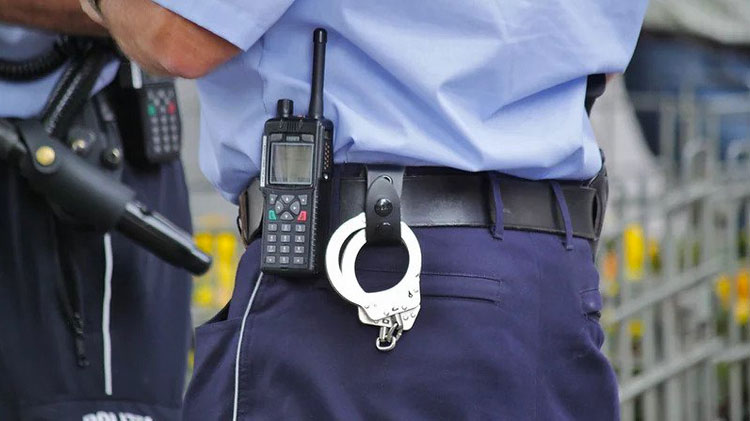 Security guard with a radio